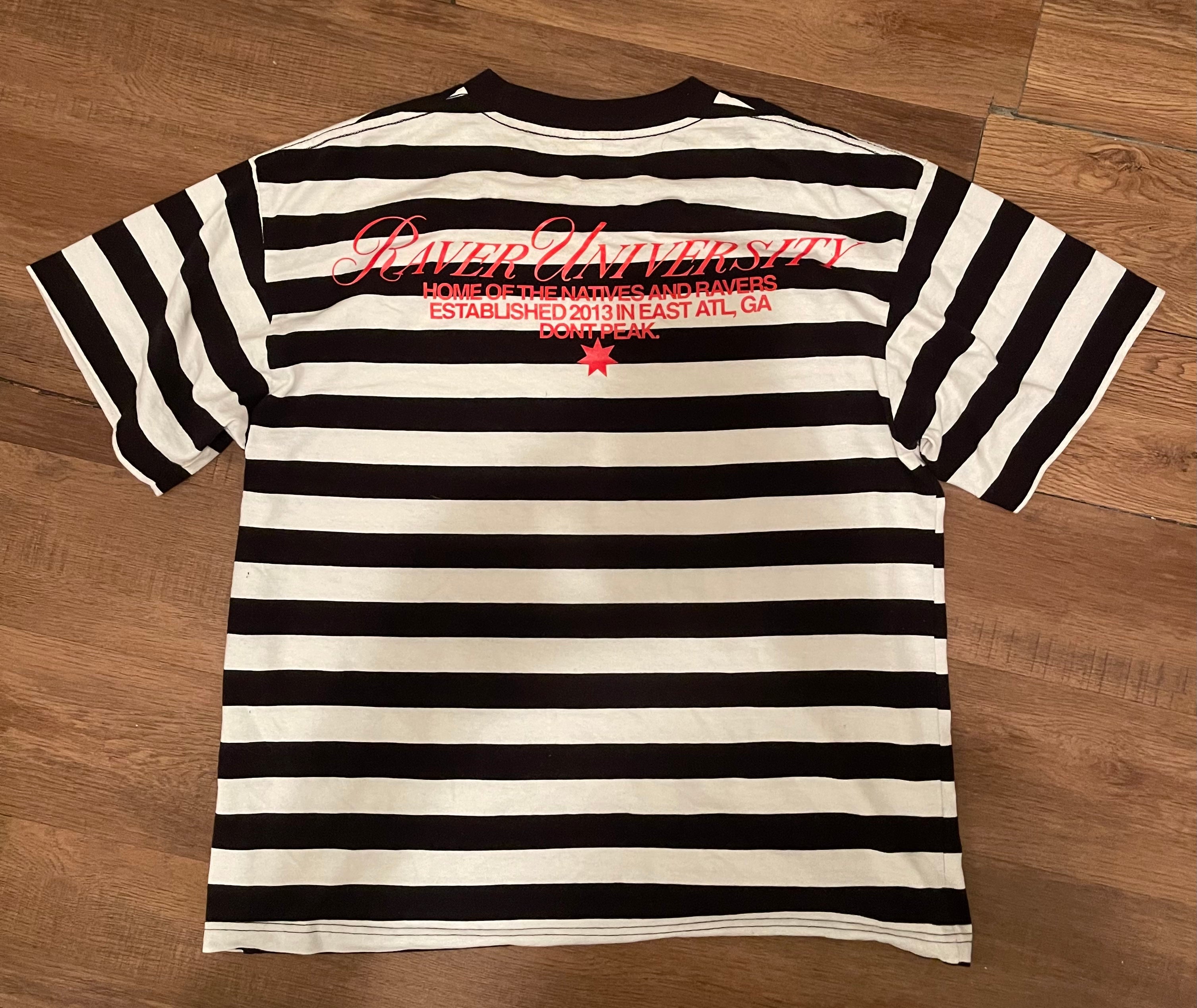 striped university logo tee